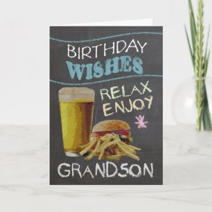 Grandson Trendy Chalk Board Effect, With Beer Card