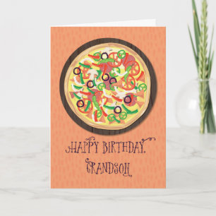 Grandson Tween Teen Pizza Birthday Card