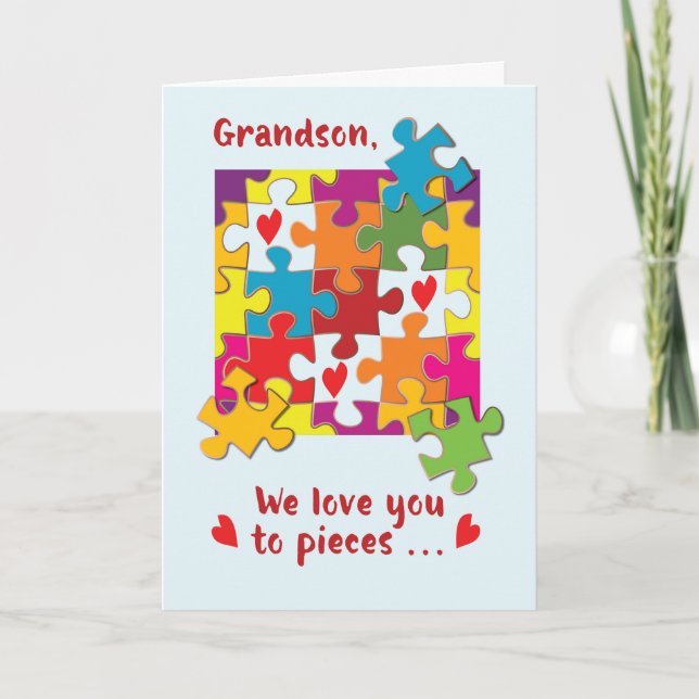 Grandson Valentine Puzzle Love to Pieces Card (Front)