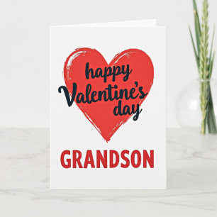 Grandson Valentines Day Heart Card