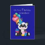 Grandson's 1st Birthday, Panda and Balloons Card<br><div class="desc">Grandson is Turning 1! What a cute little card featuring a panda with ballons,  gifts and a cupcake. Very colorful for any one year old grandson. Panda by Panda by Kristi W. Designs, /DGD,  Balloons by Alice Smith/DGD</div>