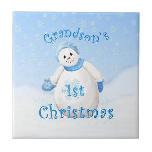 Grandson's 1st Christmas Snowman Tile