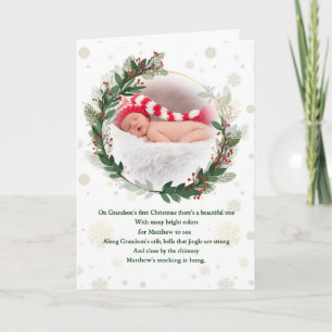 Grandson's 1st Christmas with Baby's Name Holiday Card