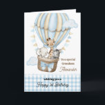 Grandson's Birthday Hot Air Balloon Greeting Card<br><div class="desc">Grandson's Birthday Hot Air Balloon Greeting Card. Celebrate your Grandson's first birthday with this adorable watercolor animals. Customize it for your grandson or add their name for a personalized touch. Perfect for kids, this whimsical card brings joyful wishes and a sense of wonder to their birthday celebration. Make their day...</div>