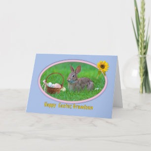 Grandson's Easter Card with Bunny and Eggs