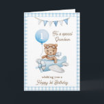 Grandson's First Birthday Teddy Bear Greeting Card<br><div class="desc">Grandson's First Birthday Teddy Bear Greeting Card. Celebrate your Grandson's first birthday with this adorable watercolor Teddy Bear. Customize it for your grandson or add their name for a personalized touch. Perfect for kids, this whimsical card brings joyful wishes and a sense of wonder to their birthday celebration. Make their...</div>