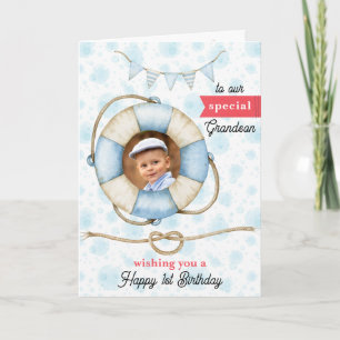 Grandson's Photo Birthday Nautical Greeting Card