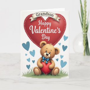 Grandsons Valentines Day Bear Card