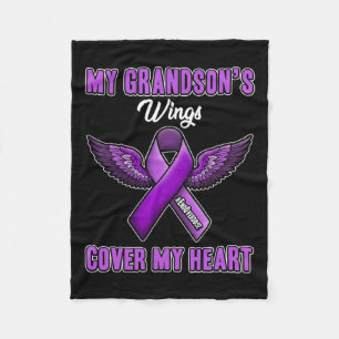 Grandson's Wings Cover My Heart End Overdose Fleece Blanket
