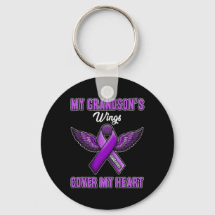 Grandson's Wings Cover My Heart End Overdose Keychain