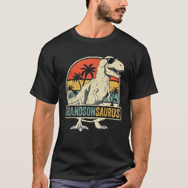 Grandsonsaurus T Rex Dinosaur Grandson Saurus Fami T-Shirt (Front)