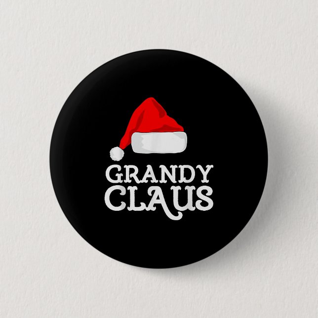 Grandy Claus Christmas Santa's Hat Pajama Family X 2 Inch Round Button (Front)