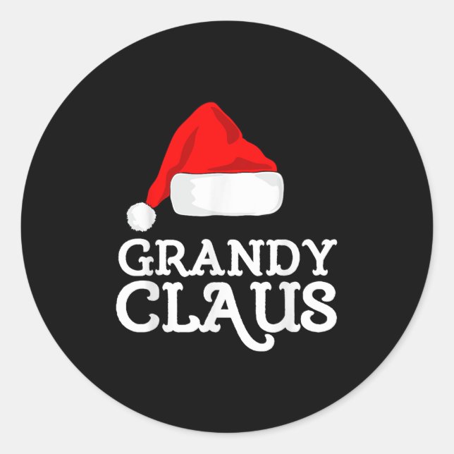 Grandy Claus Christmas Santa's Hat Pajama Family X Classic Round Sticker (Front)