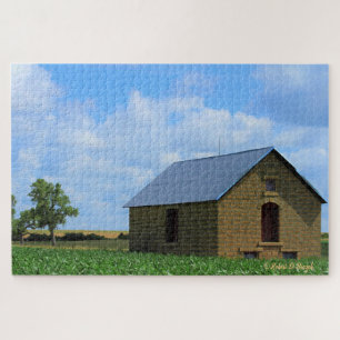 Grange colorée du Kansas avec Puzzle des nuages