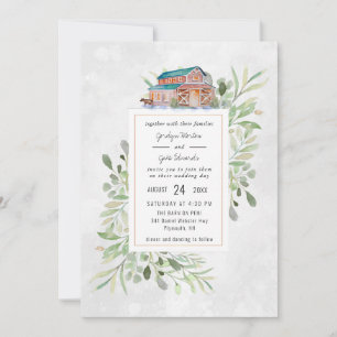 Grange Élégant Faire-part de mariage à l'aquarel