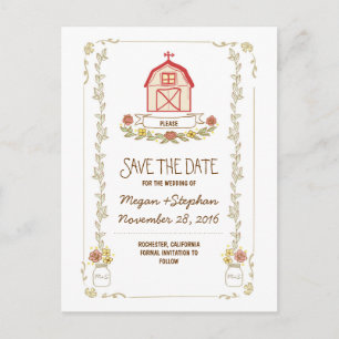 Grange mariage rustique enregistrer la date cartes