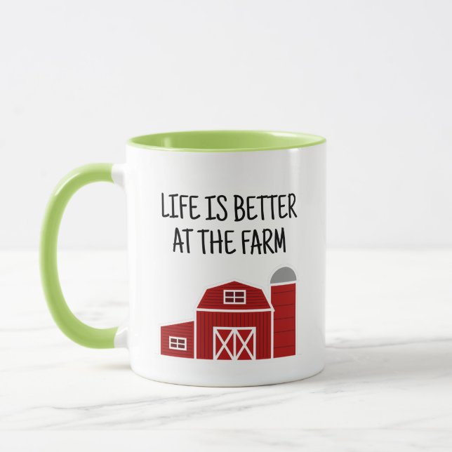 Grange rouge ferme maison tasse de café pour la ma (Gauche)