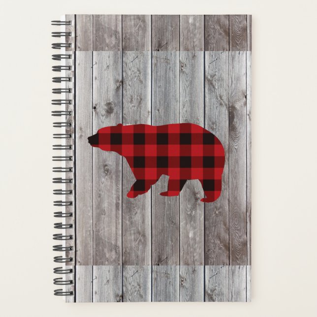 grange rustique bois noël bison rouge plaid ours (Devant)