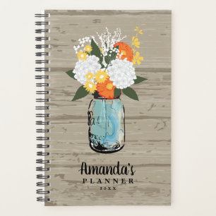 Grange rustique Bois orange Gerber Daisy Mason Jar