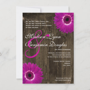 Grange rustique Bois pourpre Marguerite Invitation