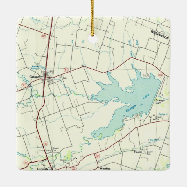 Granger TX Vintage Map Ceramic Ornament (Back)