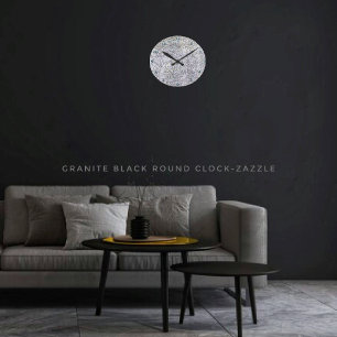 Granite Black Round Clock
