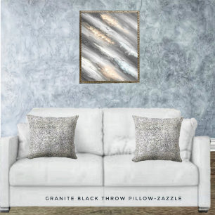 Granite Black Throw Pillow