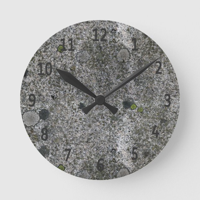 Granite Grey Black Digits Round Clock (Front)