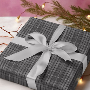 Granite Grey Tartan Plaid Wrapping Paper