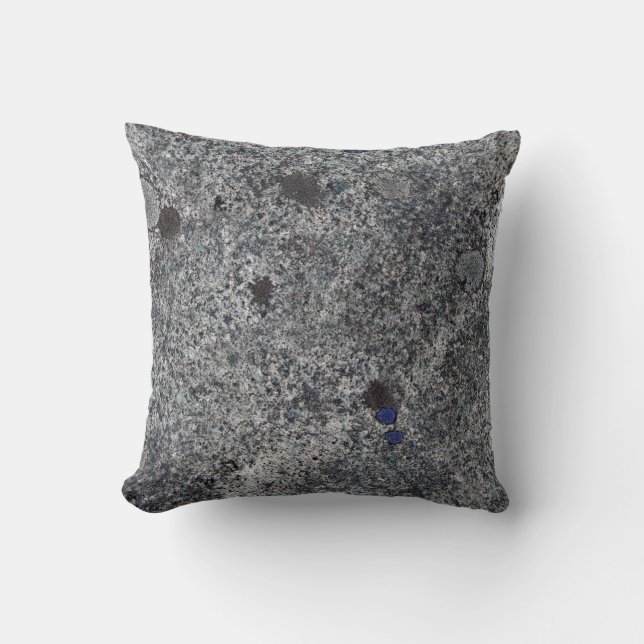 Granite Grey with Blue Detail Throw Pillow (Front)