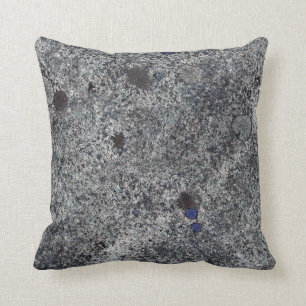 Granite Grey with Blue Detail Throw Pillow