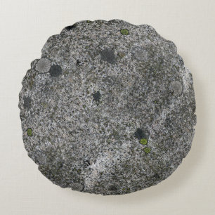 Granite Grey with Green Moss Details Round Pillow
