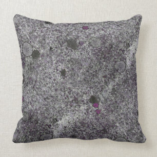 Granite Grey with Pink Detail Throw Pillow