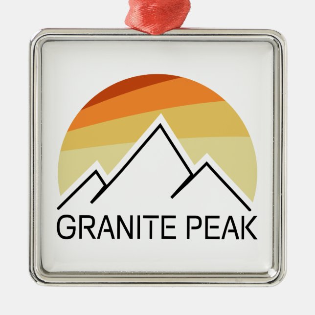 Granite Peak Montana Retro Metal Ornament (Front)