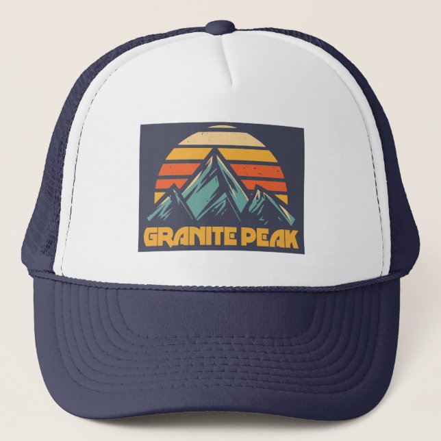 Granite Peak Montana Retro Turquoise Trucker Hat (Front)