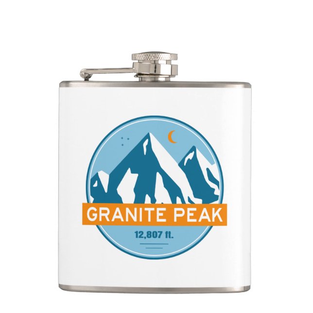 Granite Peak Montana Stars Moon Hip Flask (Front)