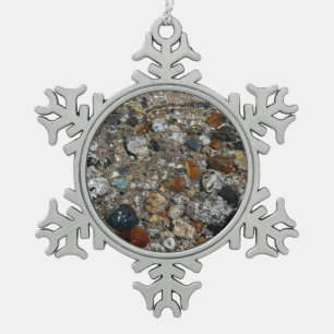 Granite Pebbles in Tenaya Lake at Yosemite Snowflake Pewter Christmas Ornament