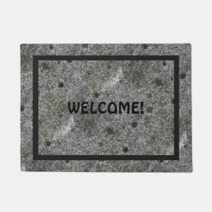 Granite Rock Grey with Black Frame and Text Doormat
