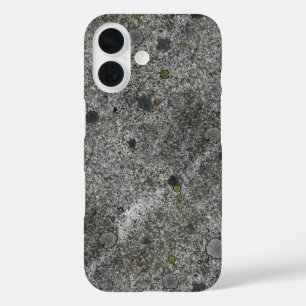 Granite Rock Grey with green Moss iPhone 16 Case