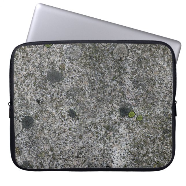 Granite Rock Grey with green Moss Laptop Sleeve (Front)