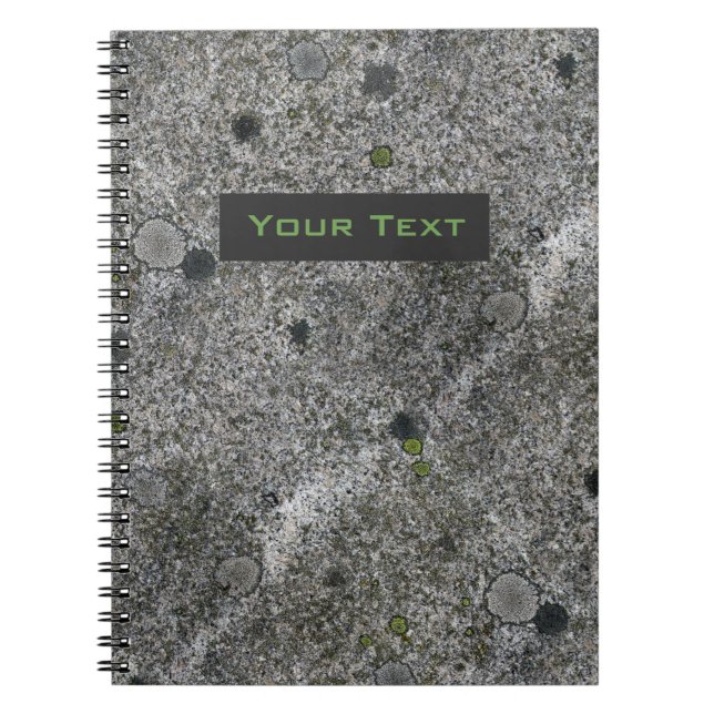 Granite Rock Grey with Text Label Notebook (Front)