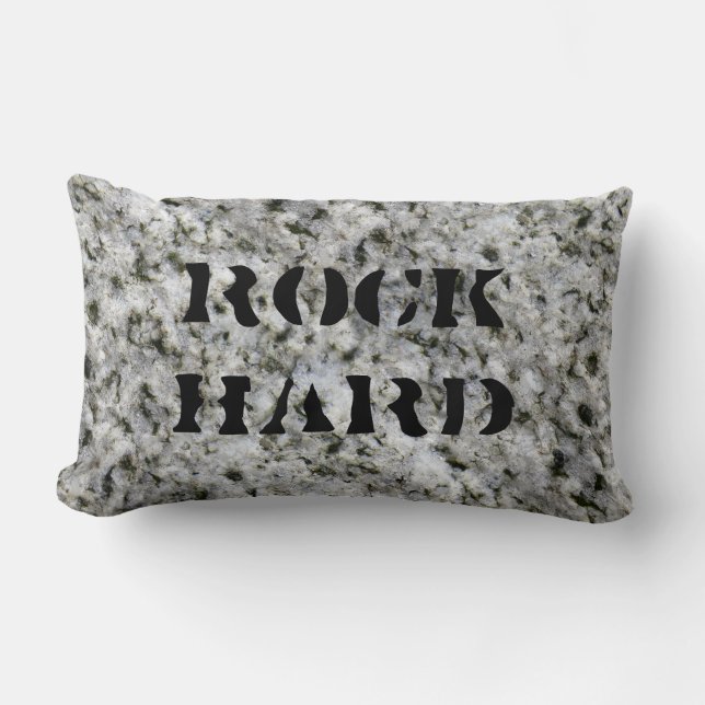 Granite Rock Hard White with Text Lumbar Pillow (Front)