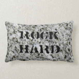 Granite Rock Hard White with Text Lumbar Pillow