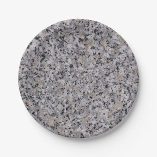 Granite Rock Marble Modern Black and Grey  Paper Plate