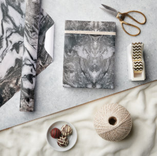 Granite Rock Marbling in Black, White and Grey Wrapping Paper