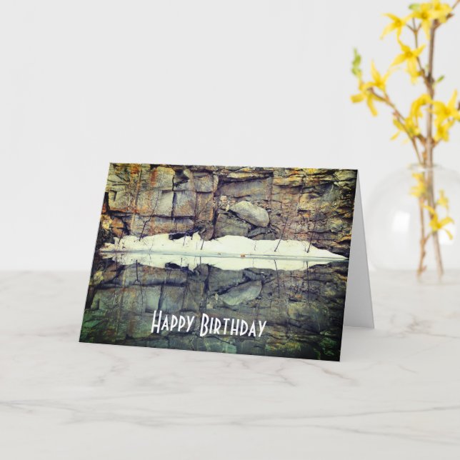Granite Rock Reflections 2 Nature Birthday Card (Yellow Flower)