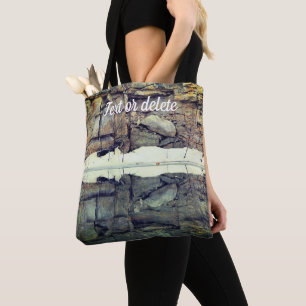 Granite Rock Wall Reflections In Pond Personalized Tote Bag