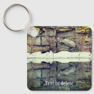 Granite Rock Wall Reflections Personalized Keychain
