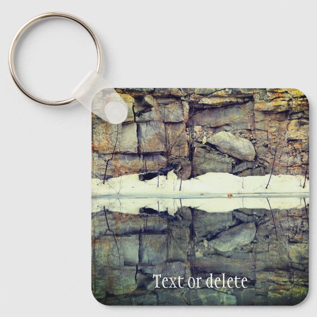Granite Rock Wall Reflections Personalized Keychain (Front)