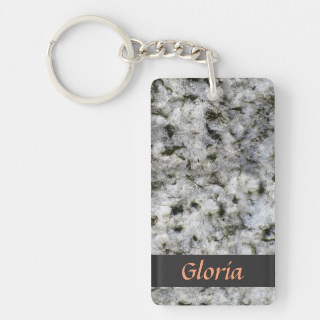Granite Rock White with Name Keychain (Front)